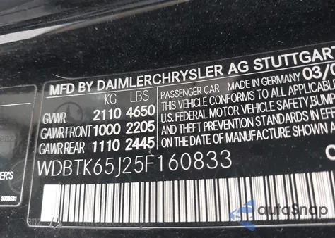 2005 Mercedes-Benz Clk 320 z USA, uszkodzony, nr VIN WDBTK65J25F160833